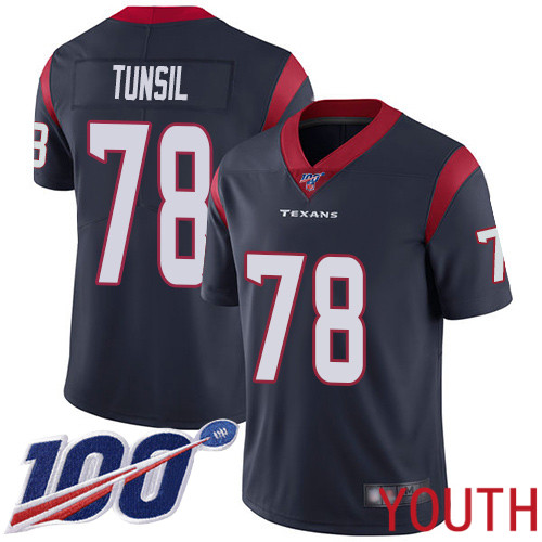 Houston Texans Limited Navy Blue Youth Laremy Tunsil Home Jersey NFL Football #78 100th Season Vapor Untouchable->youth nfl jersey->Youth Jersey
